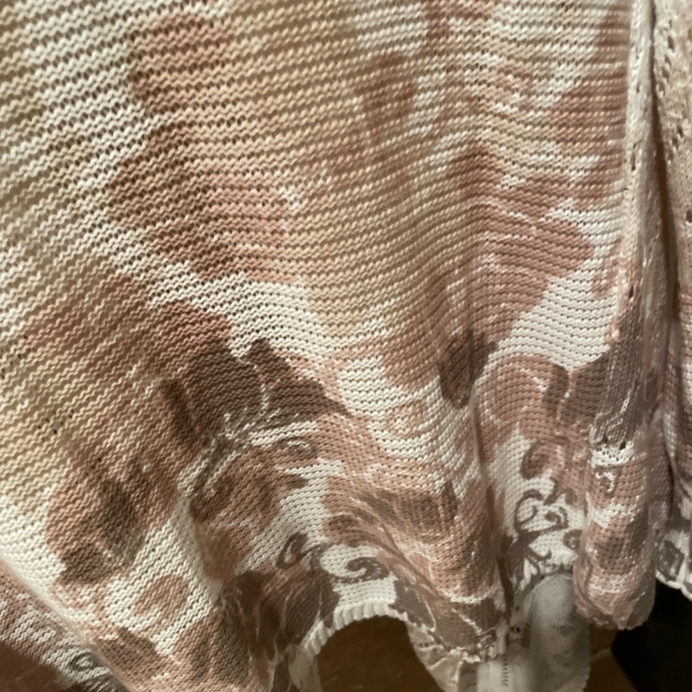 Knox Rose Womens Rose Pink Cream Open Cardigan 💯 % cotton cottagecore XS - Picture 2 of 10